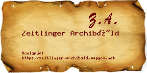 Zeitlinger Archibáld névjegykártya